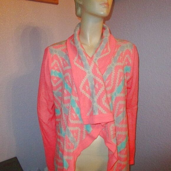 Vtg Y2K Mohair Blend Cardigan Sweater Size M Open Waterfall Festival Southwest - Picture 2 of 7